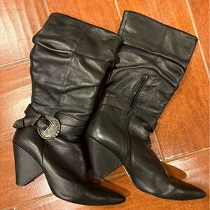 Black Leather Ankle-High Boots size 9